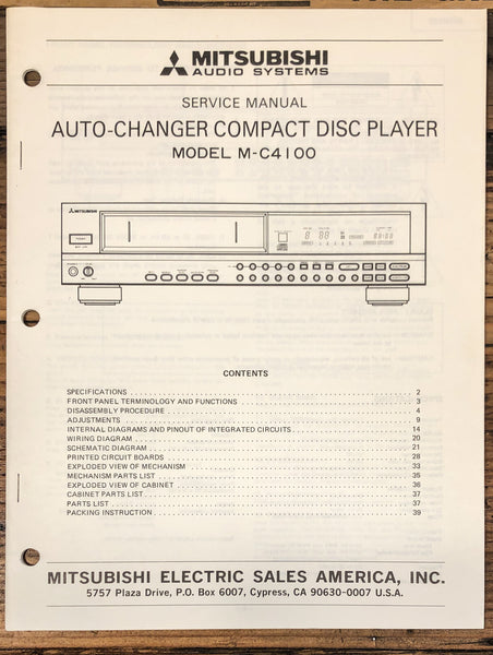 Mitsubishi M-C4100 CD Player  Service Manual *Original*