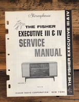 Fisher Executive III IV Console  Service Manual *Original*