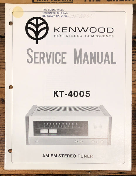 Kenwood KT-4005 Tuner  Service Manual *Original*