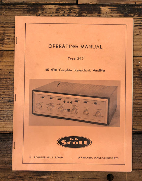 H.H. Scott Model 299 Amplifier  Owner / User Manual *Original*