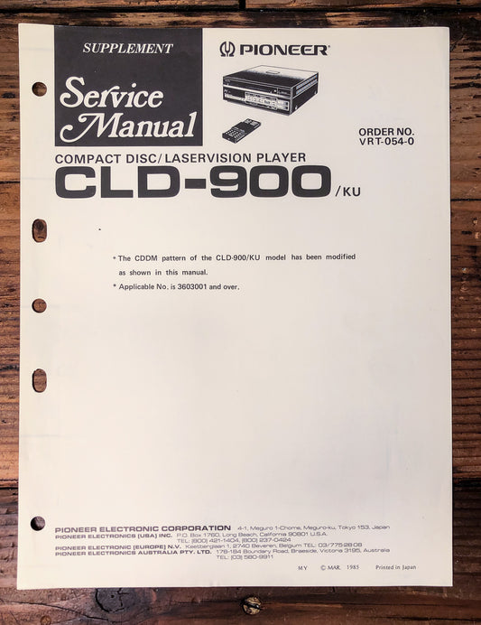 Pioneer CLD-900 CD LD Player Supp. Service Manual *Original*