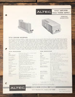 Altec Model 9475A 9550A Amplifier  Owner / User Manual *Original*