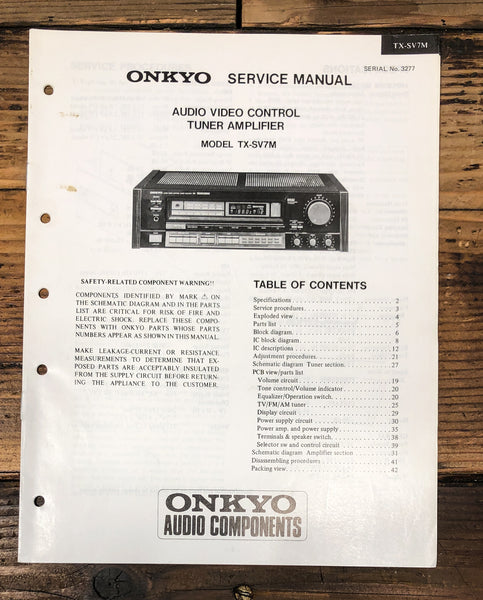 Onkyo TX-SV7M Receiver Service Manual *Original*