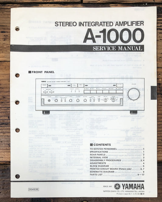 Yamaha A-1000 Amplifier Service Manual *Original*