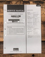 Sansui D-290 Cassette  Service Manual *Original*