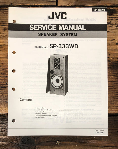 JVC SP-333 WD Speaker Service Manual *Original*