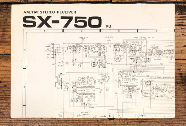Pioneer SX-750 KU Receiver Large Fold Out Schematic *Original*