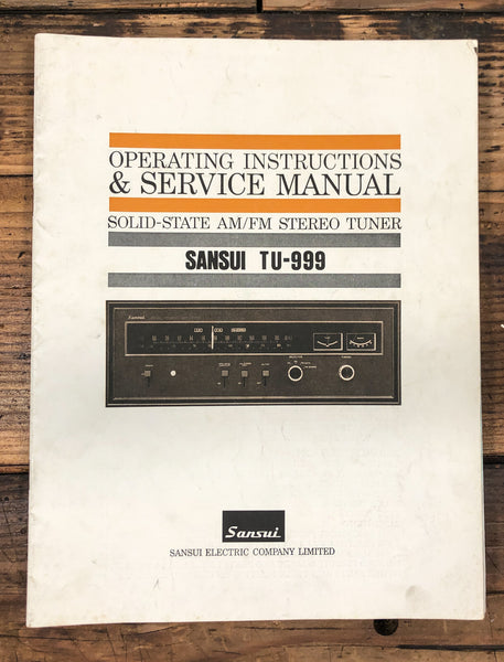 Sansui TU-999 Tuner Owner & Service Manual *Original*