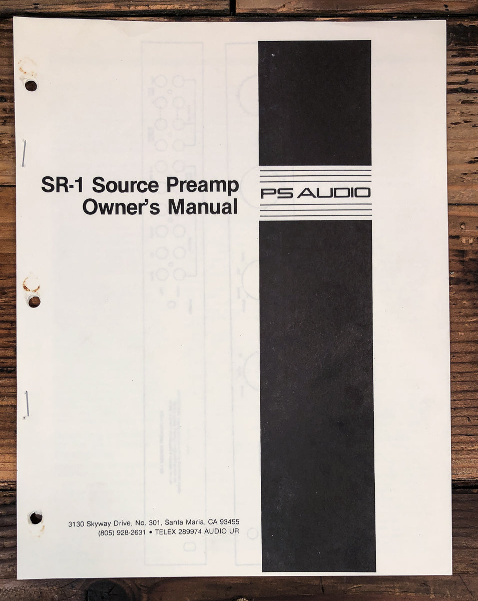 PS Audio SR-1 Preamp / Preamplifier Owners / User Manual *Original*