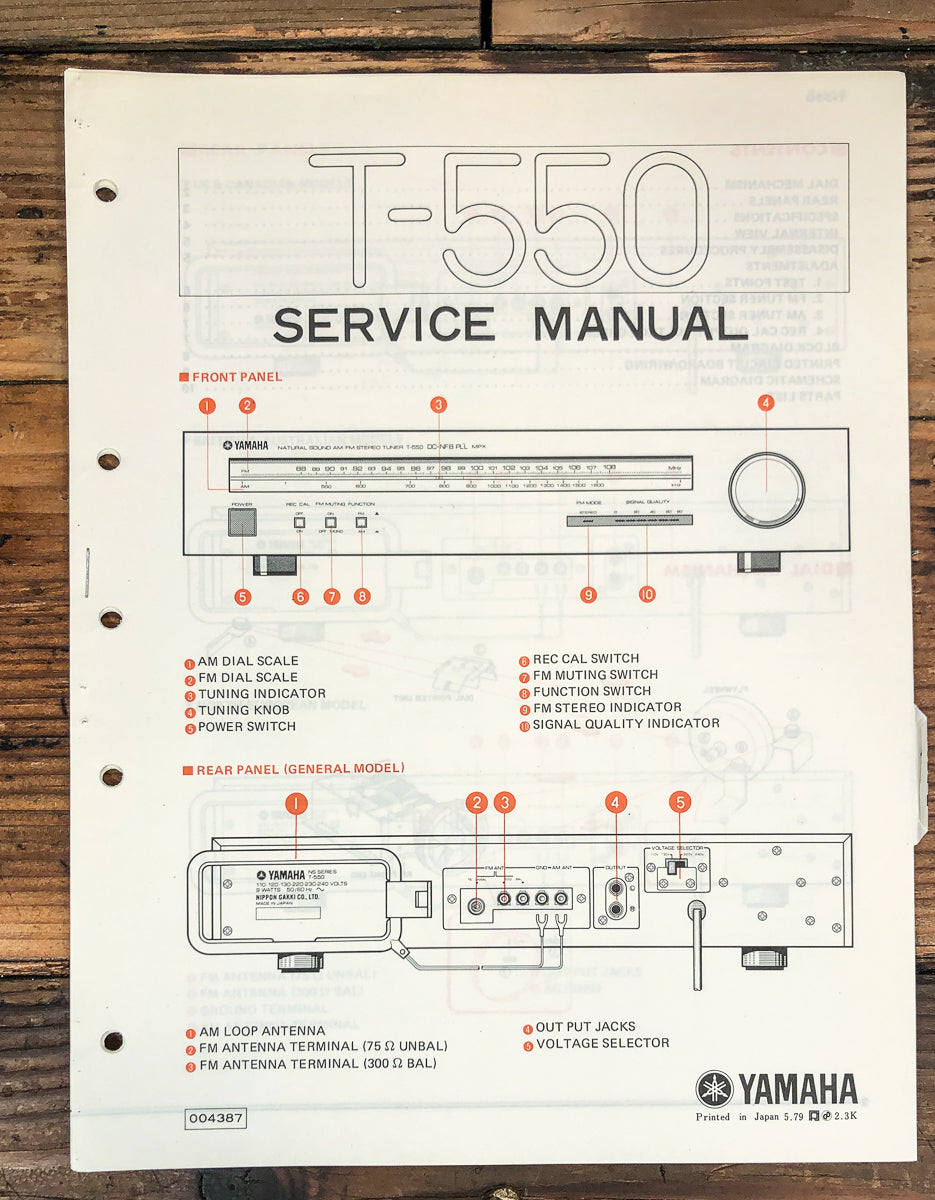 Yamaha T-550 Tuner Service Manual *Original*