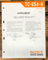 Sony TC-854-4 TC-854 4 Reel to Reel Supplement Service Manual *Original*