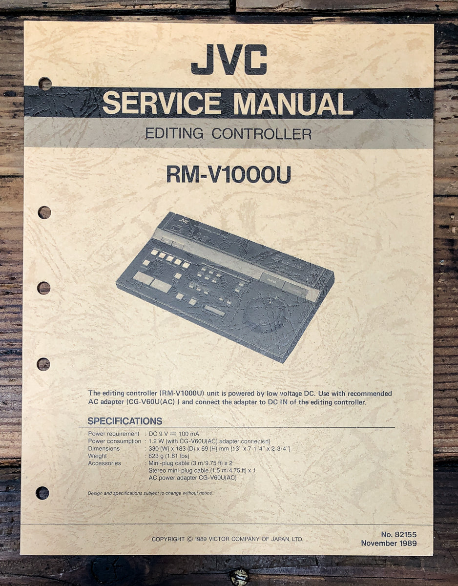 JVC RM-V1000 -V1000U Remote Control Service Manual *Original*
