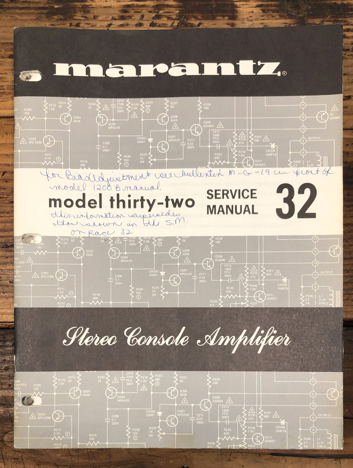 Marantz Model 32 Preamp / Preamplifier  Service Manual *Original*