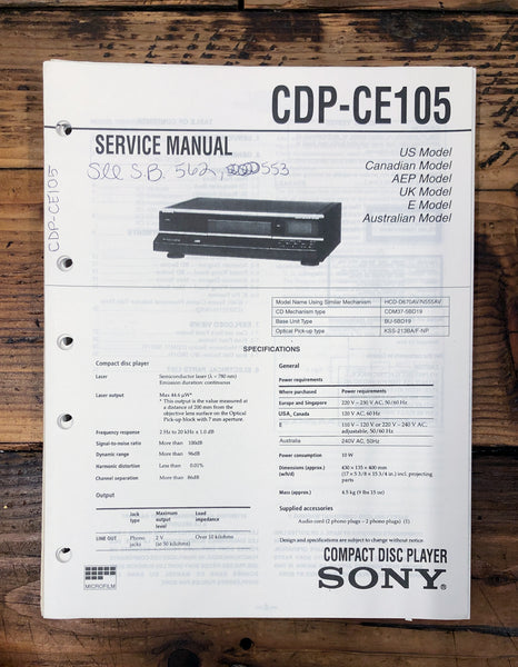 Sony CDP-CE105 CD Player  Service Manual *Original*