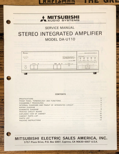 Mitsubishi DA-U110 Amplifier  Service Manual *Original*