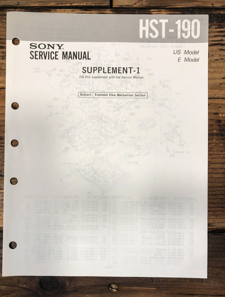 Sony HST-190 Stereo Supp. Service Manual *Original*