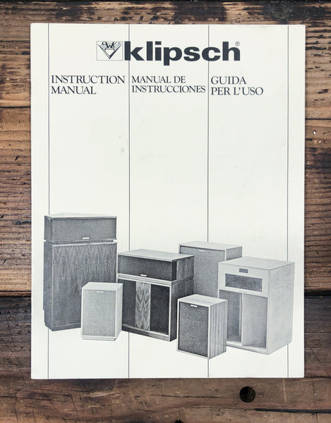 Klipsch Heresy Klipschorn La Scala Belle Cornwall  Owner / User Manual *Orig*