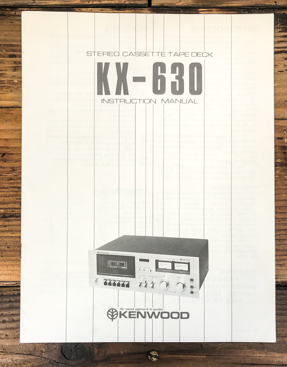 Kenwood KX-630 Cassette Owners / User Manual *Original*
