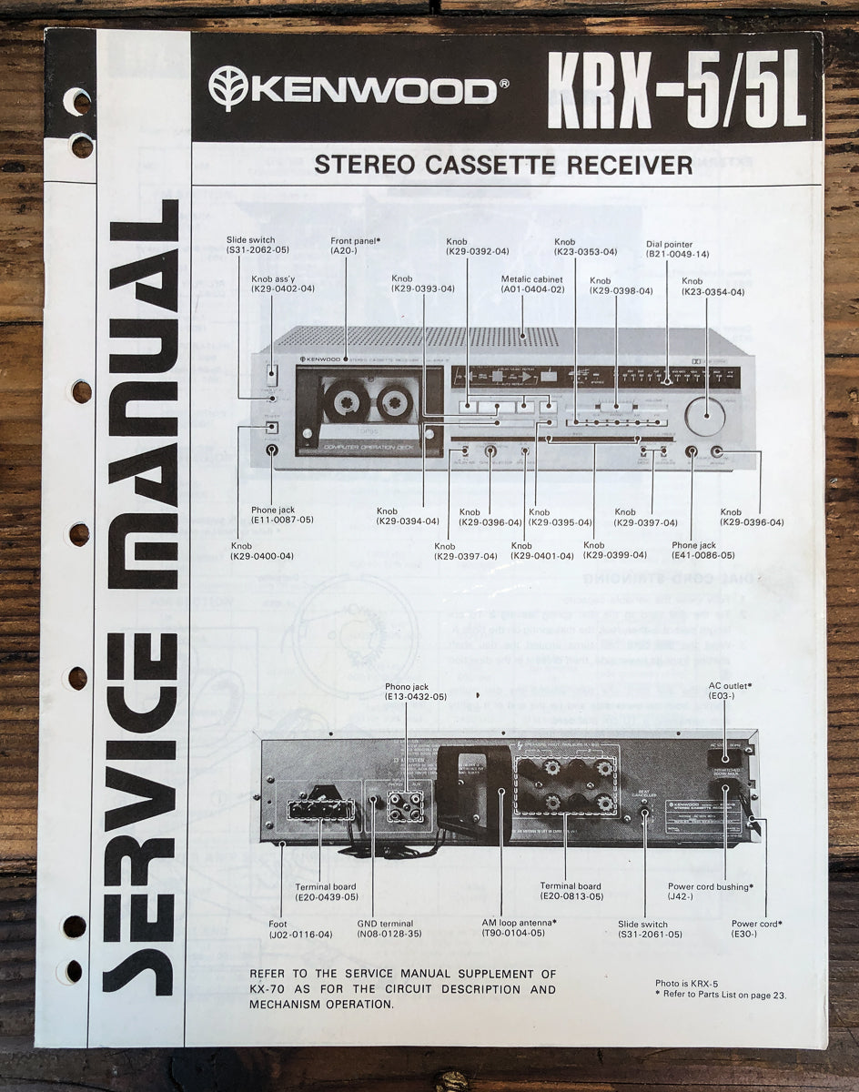 Kenwood KRX-5 KRX-5L Receiver Service Manual *Original*