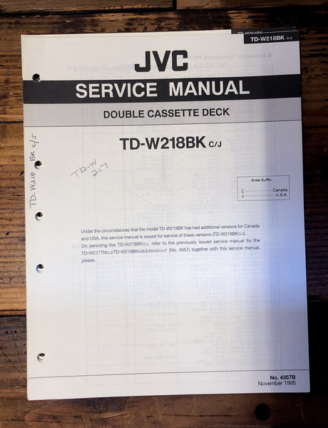 JVC TD-W218  Supp. Service Manual *Original*