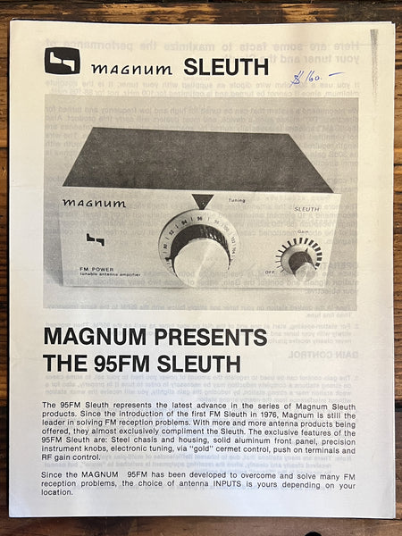 Magnum  95FM Sleuth Antenna Amplfier 3pg Brochure  *Original*