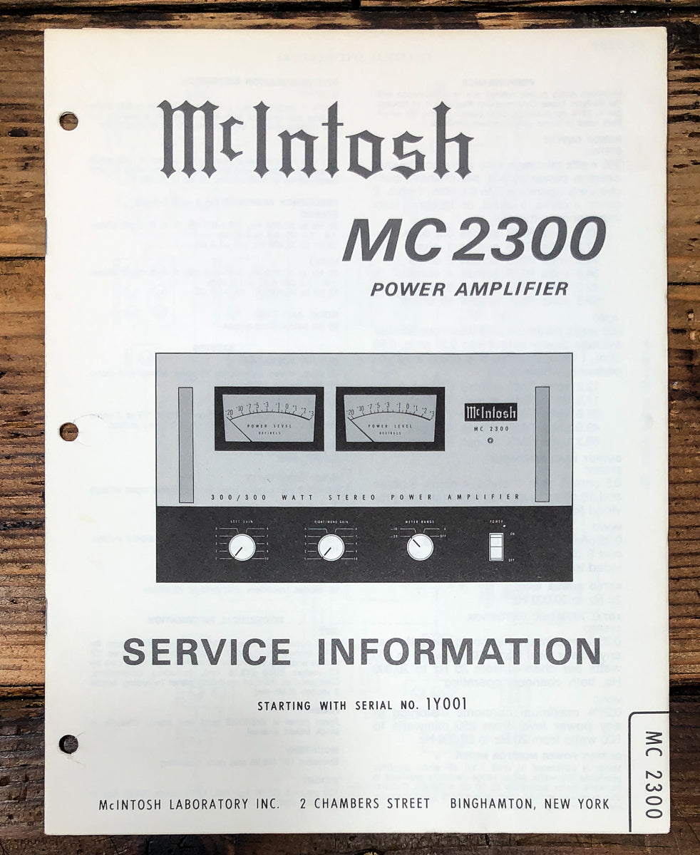 McIntosh MC-2300 MC2300 Amplifier Service Manual *Original*