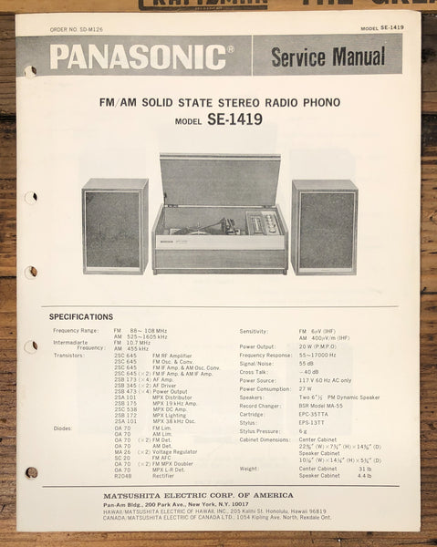 Panasonic SE-1419  Service Manual *Original*