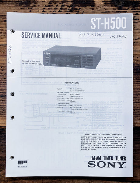 Sony ST-H500 Tuner  Service Manual *Original*