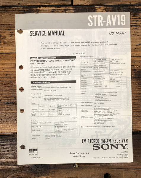 Sony STR-AV19 Receiver Service Manual *Original*