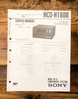 Sony HCD-H1600 Stereo  Service Manual *Original*