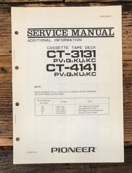 Pioneer CT-3131 CT-4141 Cassette Add.Service Manual *Original*