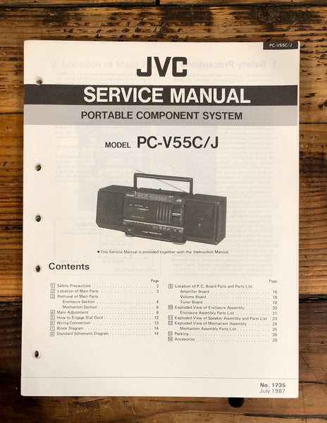 JVC PC-V55 Stereo / Boombox  Service Manual *Original*