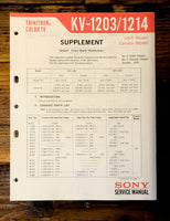 Sony KV-1203 KV-1214 TV Supp. Service Manual *Original* #1