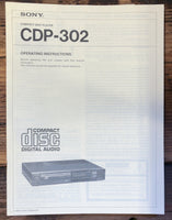 Sony CDP-302 CD Player  Owner / User Manual *Original*