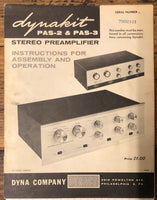 Dynaco / Dynakit PAS-2 PAS-3 Preamp / Preamplifier Assem & Owners Manual *Orig