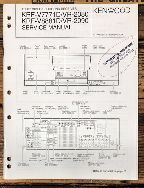 Kenwood KRF-V7771D -V8881D VR-2080 -2090 Receiver  Service Manual *Original*