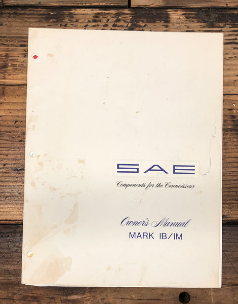 SAE MARK IB IM Amplifier  Owner / User Manual *Original*