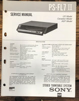Sony PS-FL7 MK2 / FL7 II Record Player / Turntable Service Manual *Original*