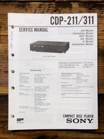 Sony CDP-211 CDP-311 CD Player  Service Manual *Original*