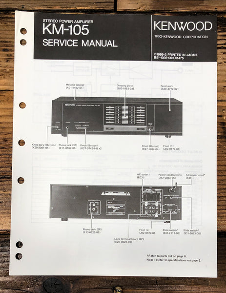 Kenwood KM-105 Amplifier  Service Manual *Original*