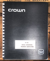 Crown D-60 Amplifier  Owner / User Manual *Original*