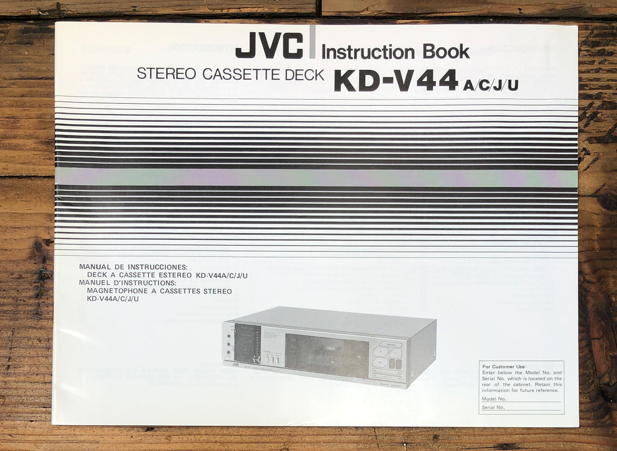 JVC KD-V44 Cassette Owners / User Manual *Original*