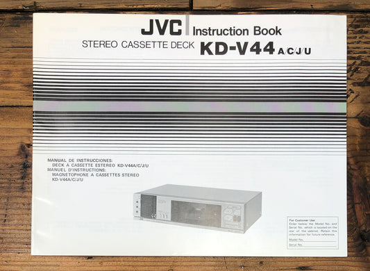 JVC KD-V44 Cassette Owners / User Manual *Original*