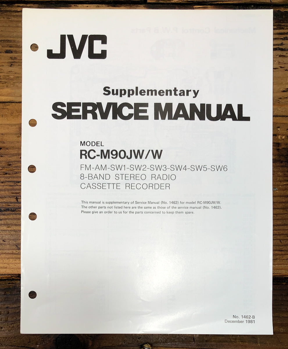 JVC RC-M90 Radio Cassette Supp. Service Manual *Original*