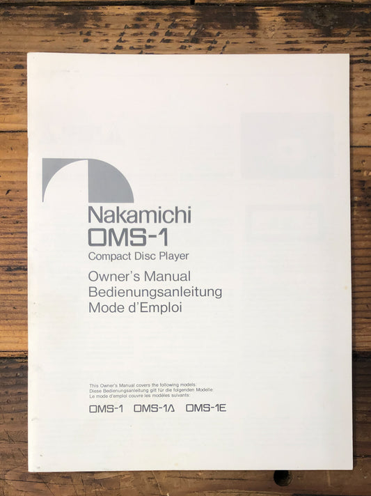 Nakamichi OMS-1 CD Player  Owner / User Manual *Original*