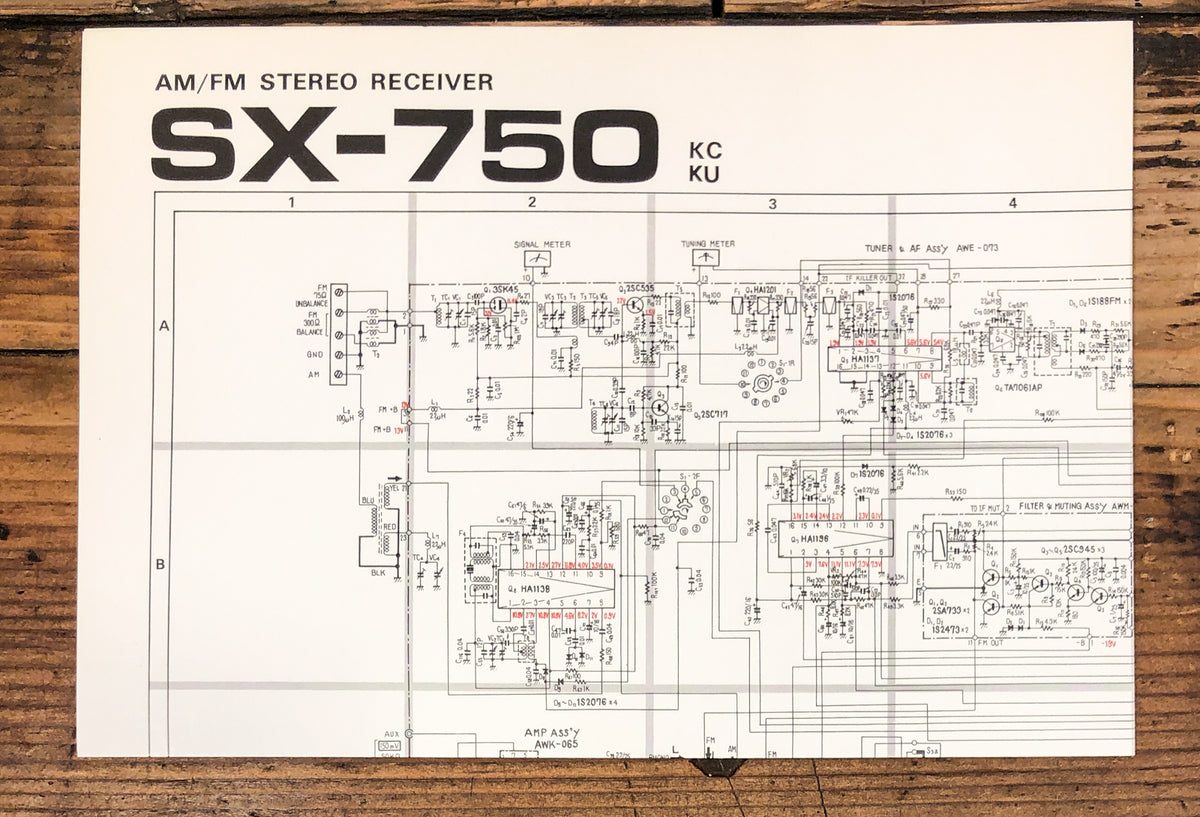 Pioneer SX-750 KC KU Receiver Large Fold Out Schematic *Original*
