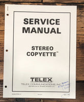 Telex Stereo Copyette Cassette Service Manual *Original*