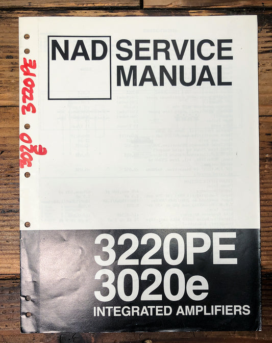 NAD Model 3220PE 3020e Amplifier Service Manual *Original*