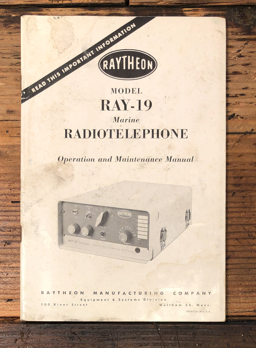 Raytheon RAY-19 Radio Telephone Owners / User Manual *Original*