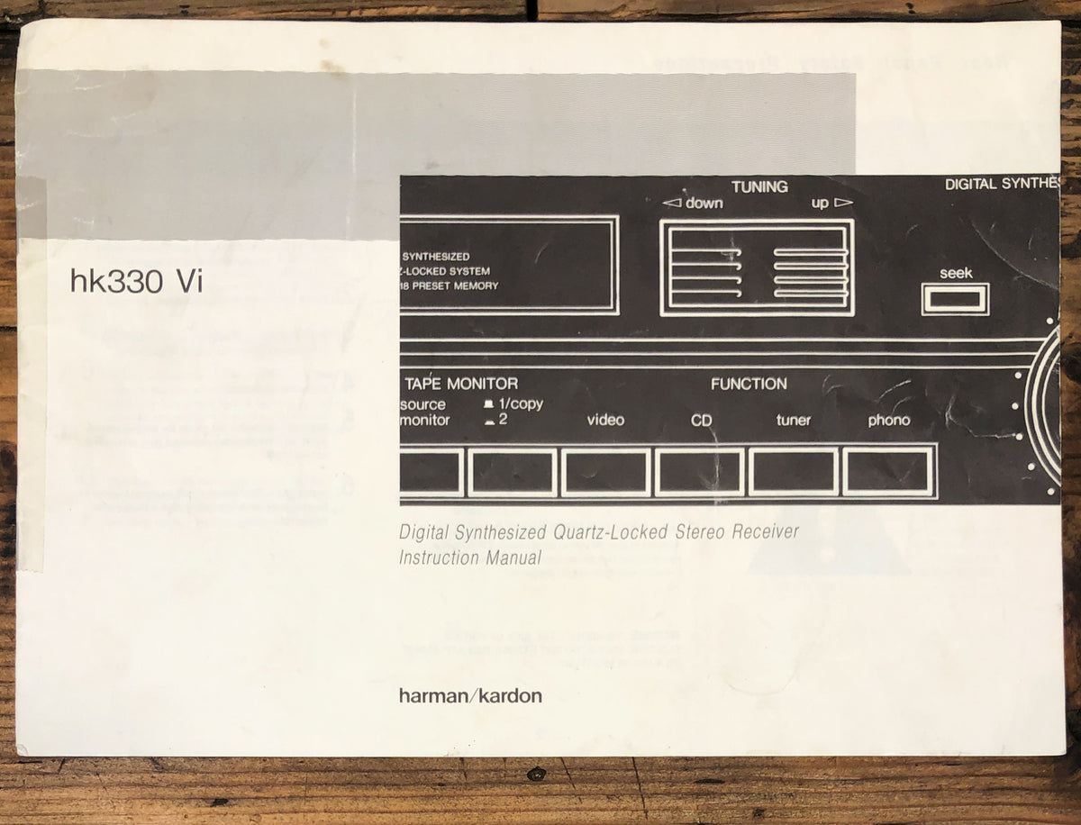Harman Kardon HK330vi  330 Vi Receiver  Owner / User Manual *Original*